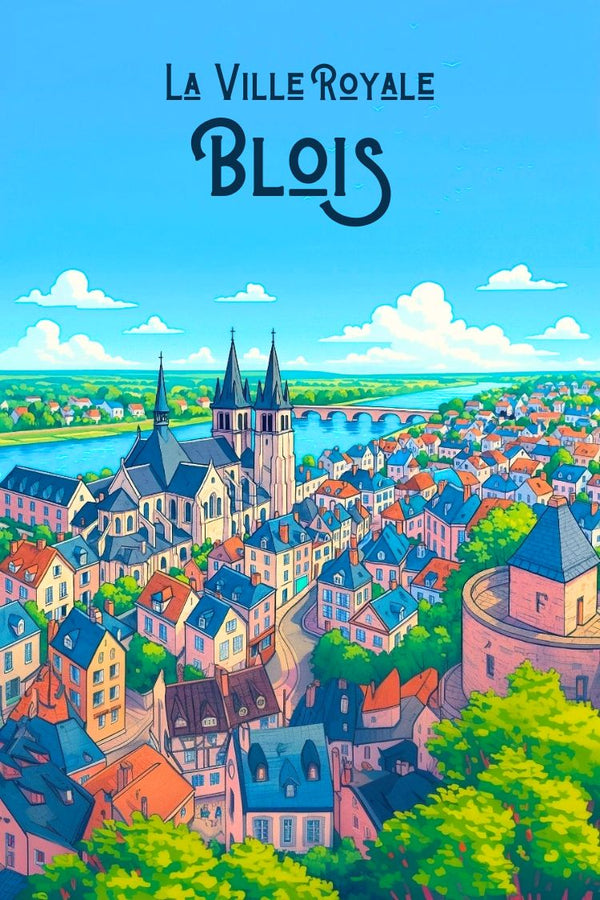 Poster, Château de Blois, cadeau, parfait, Loir et Cher, souvenirs, voyage, tourisme, France, architecture.