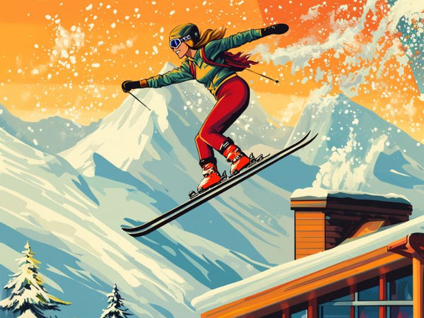 Rétro, Affiche, Ski, Vintage, Alpes, Antan, Clic, Revivez, Produit, Clefs.