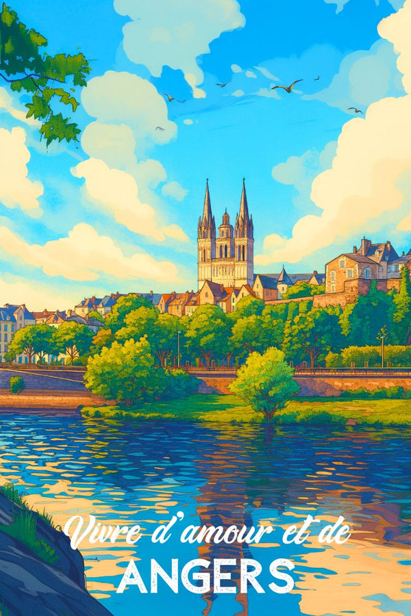 Affiche, Illustration, Angers, Peinture, Parfaite, Offrir, Cadeau, Art, Décoration, Murale.