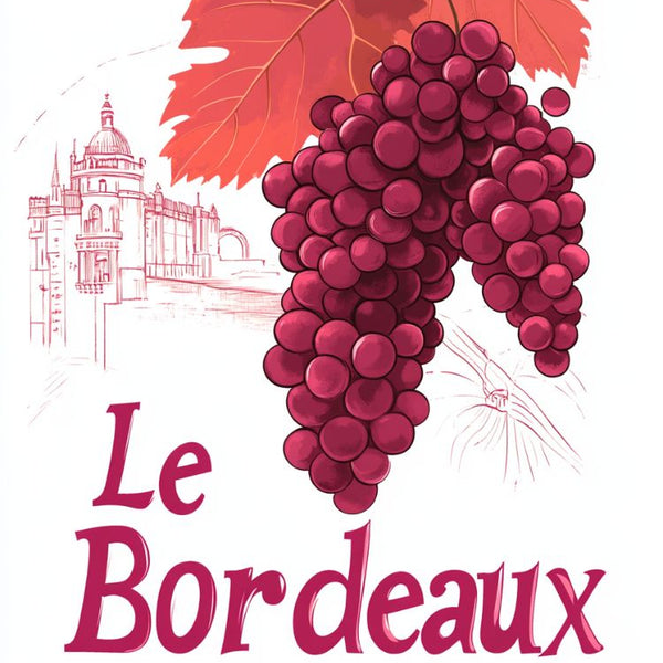 Affiche Bordeaux vin rouge raisin château Gironde histoire.