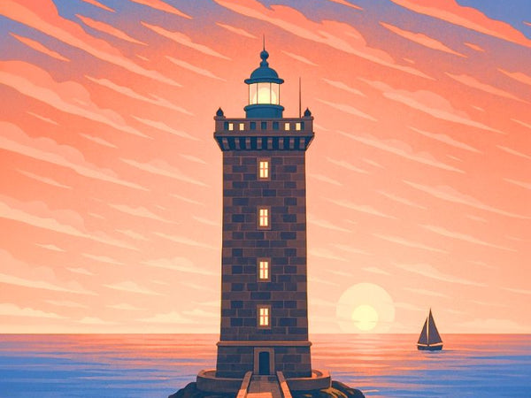 Affiche, Vintage, Phare de Kermorvan, Bretagne, Décoration, Murale, Nautique, Maritime, France, Patrimoine.