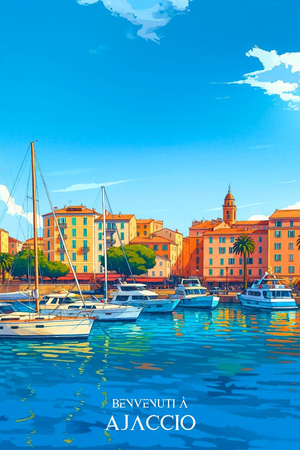 Ajaccio, Retro, Charme, Poster, Vintage, Design, Unique, Corse, Décoration, Art mural