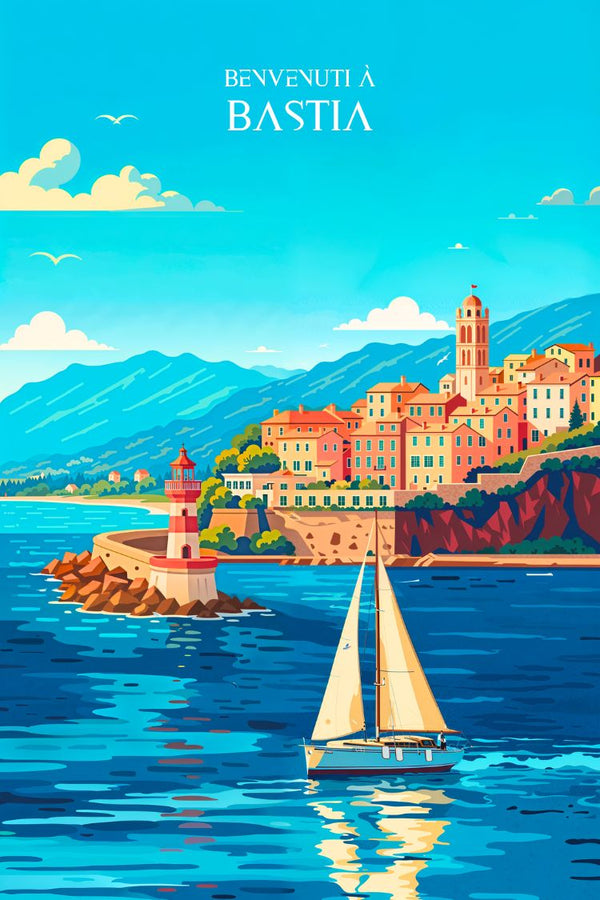 Bastia, poster, art urbain, déco, touche, mural, impression, design, décoration intérieure, style contemporain.