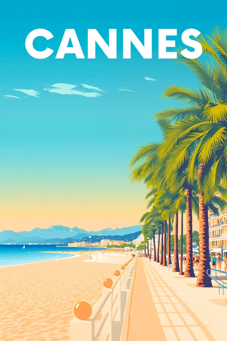 Affiche Vintage 'Cannes Côte D'Azur' Rf71 - Poster Haute Qualité 50x70cm - Neuf