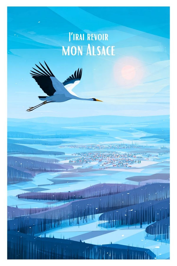 Affiche Cigogne Alsace - Graphisme moderne Alsacien