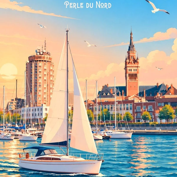 Affiche Dunkerque - Port vintage tendance