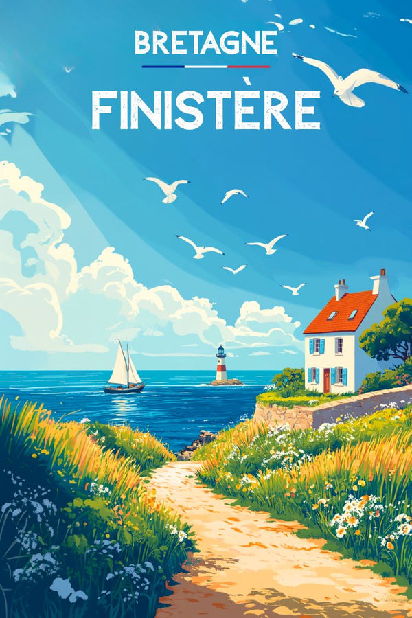 Affiche, Vintage, Finistère, Déco Murale, Rétro, Idée Cadeau, Maritime, Art, Design, France.