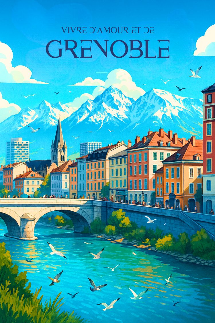 Affiche Retro Vintage De Grenoble Id e Cadeau D co Unique Posters affiche-retro-vintage-de-grenoble-id-e-cadeau-d-co-unique-posters