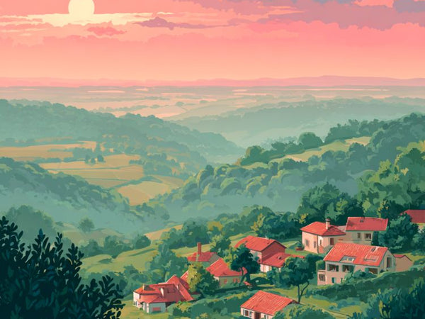 Déco, Murale, Unique, Poster, Illustré, Nièvre, Vélo, Balade, Design, Art.