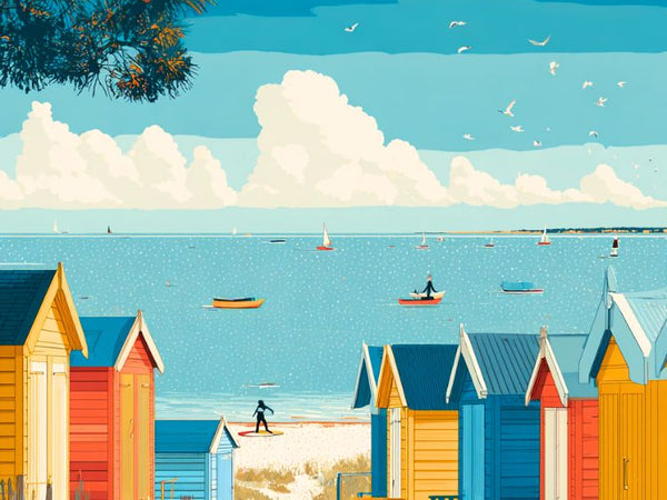 Affiche Normandie - Plage design vintage
