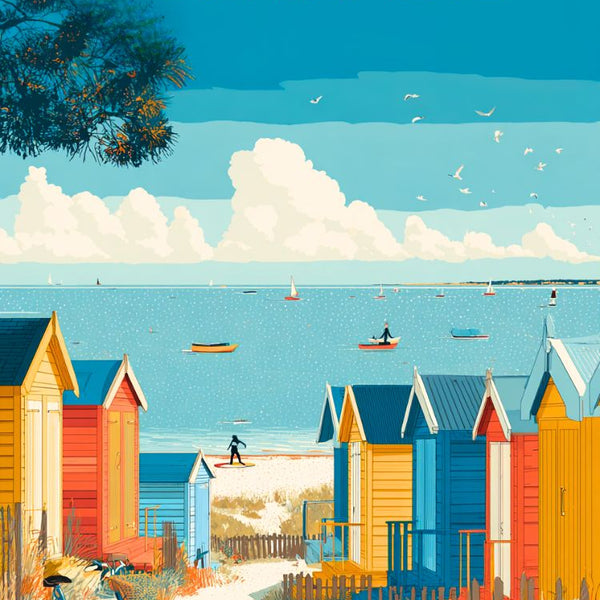 Affiche Normandie - Plage design vintage