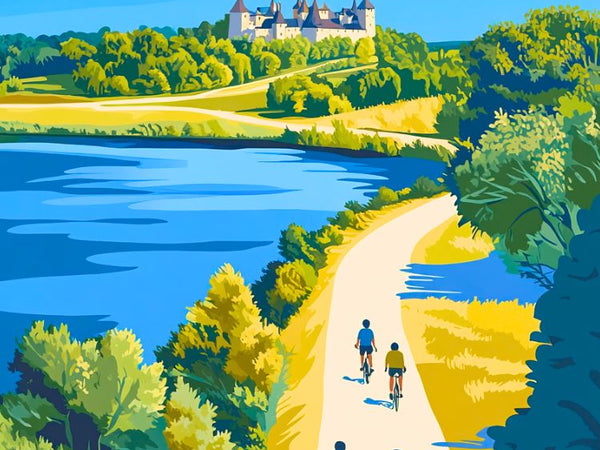 Affiche vélo Pays de la Loire châteaux balade nature