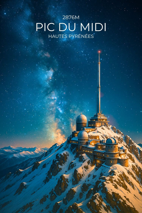 Affiche, Pic Du Midi, Photo, Observatoire, Pyrénéen, Ciel, Étoilé, Décoration, Photographie, Astronomie.