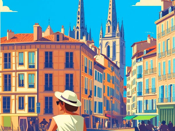 Affiche vintage Bayonne, décoration murale rétro, poster Pays Basque.