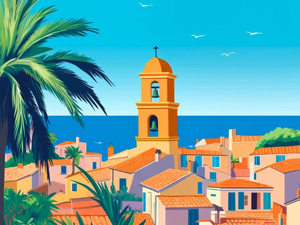 Affiche Vintage Saint-Tropez Rétro Déco Murale Côte d’Azur