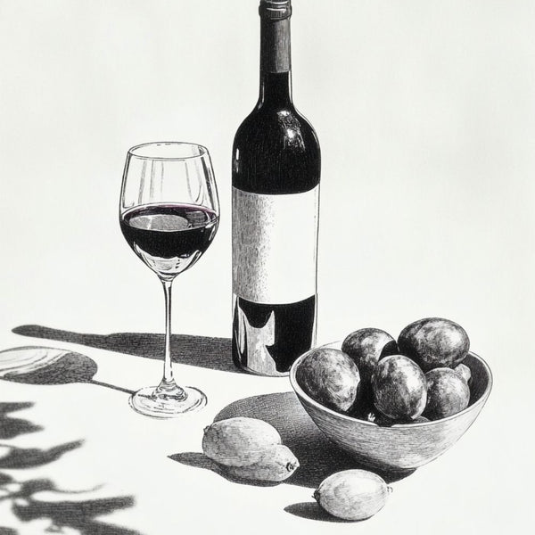Affiche Vin - La Boisson de la Vie Noir et Blanc