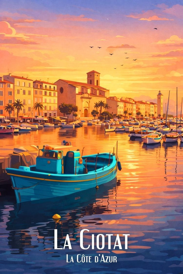 Affiche, Retro, Vintage, La Ciotat, Décoration, Mur, Côte d'Azur, Design, France, Art.