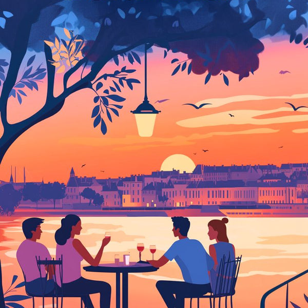 Affiche Bordeaux, décoration murale, apéro, design moderne, poster illustration Bordeaux.