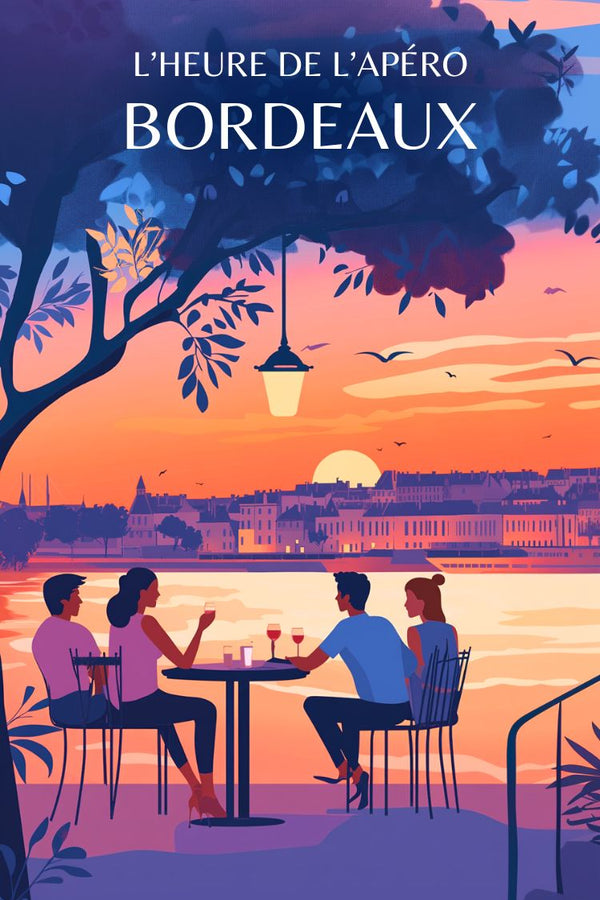 Affiche Bordeaux, décoration murale, apéro, design moderne, poster illustration Bordeaux.