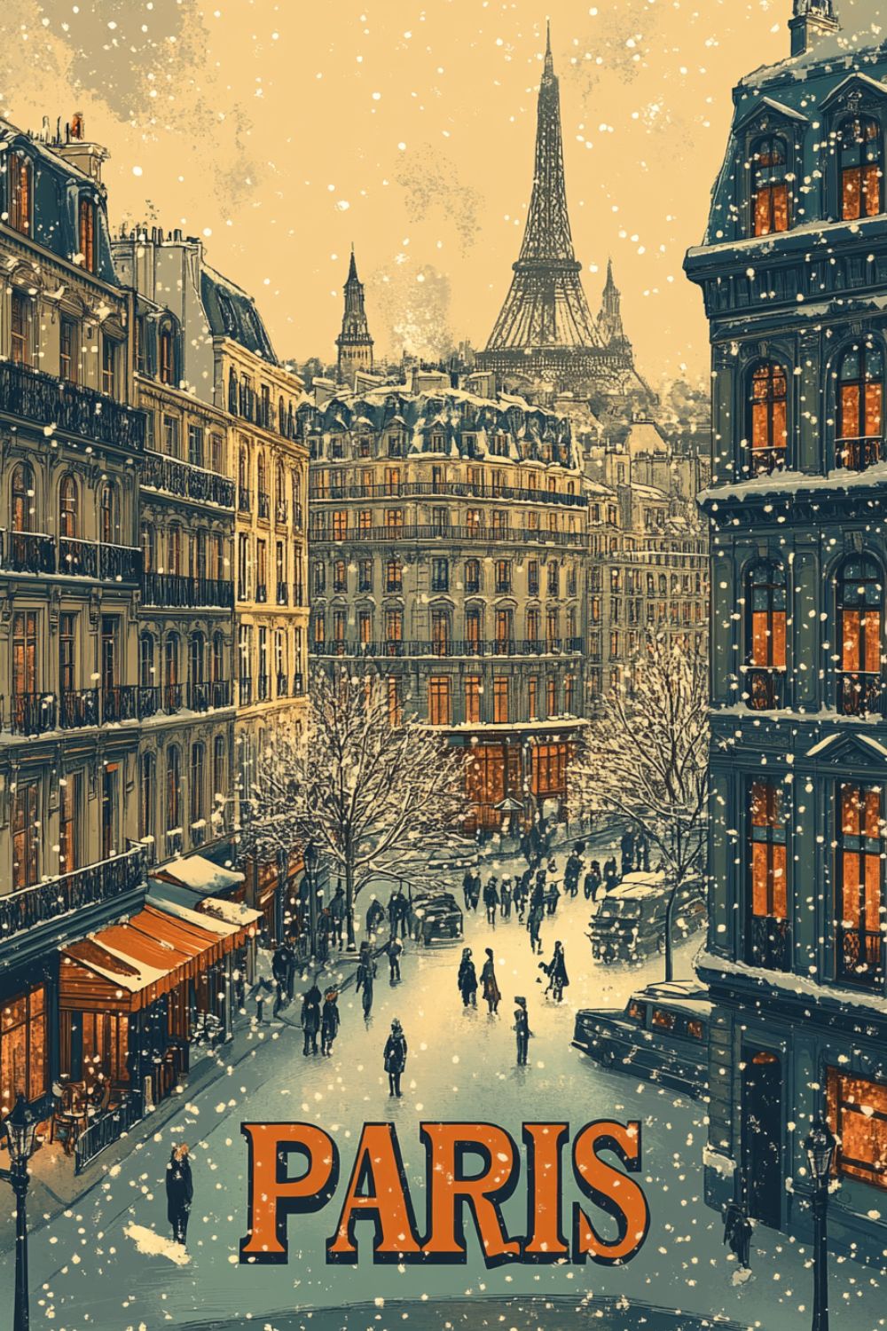 POSTER VINTAGE 50x70cm - AFFICHE MAGASINS PARIS MODE PARIS - DÉCO RÉTRO