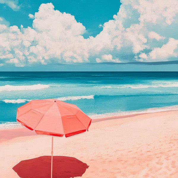 aesthetic plage parasol tendance Affiche Poster Vintage Retro Deco Mural