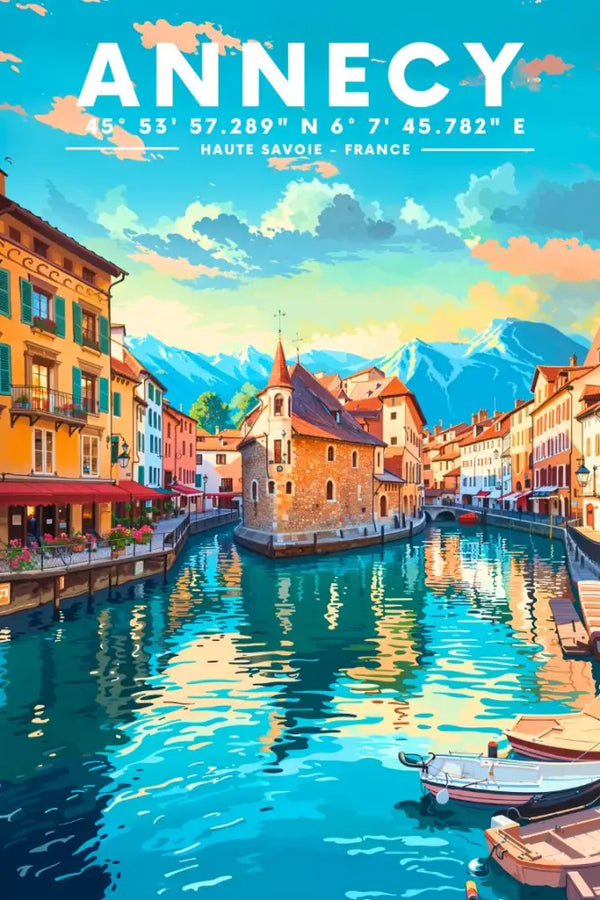 Affiche Annecy Haute Savoie Poster Deco Retro Vintage