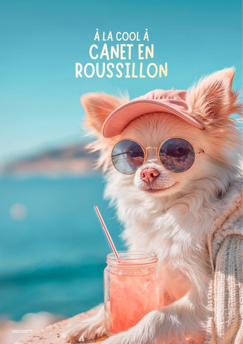 affiche, à la cool, Canet-en-Roussillon, tourisme, souvenirs, touristique, vacances, Roussillon, Occitanie, idée cadeau