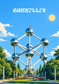 affiche, Bruxelles, Atomium, œuvre, parc, déco, décoration, souvenir, Belgique, idée cadeau