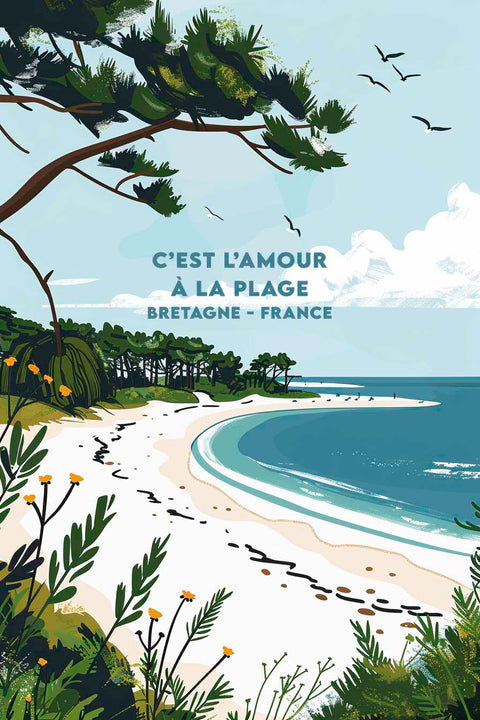 Affiche bretagne illustration plage