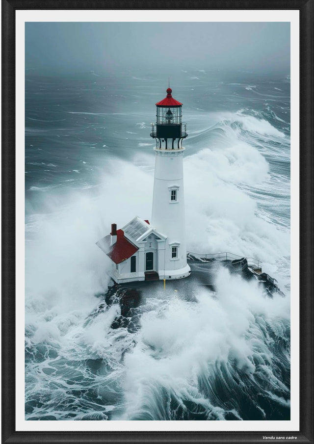 Affiche Bretagne - Phare et tempête