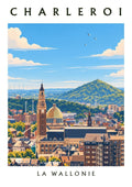 affiche, Charleroi, graphisme, design, aesthetic, Wallonie, Belgique, décoration murale, ville, moderne