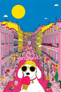 Affiche, Artistique, Girly, Marseille, Chien, Glace, Rose, Décoration, Mural, Design
