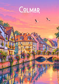 affiche, Colmar, tableau, sunset, coucher de soleil, cadre, décoration, déco murale, Alsace, idée cadeau