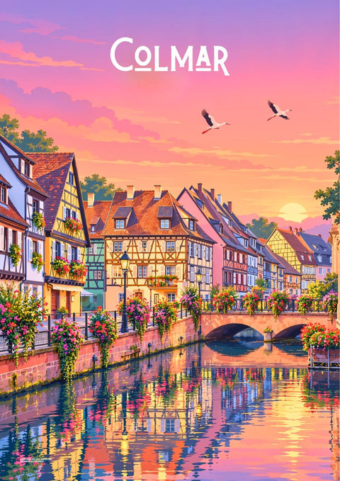 affiche, Colmar, tableau, sunset, coucher de soleil, cadre, décoration, déco murale, Alsace, idée cadeau