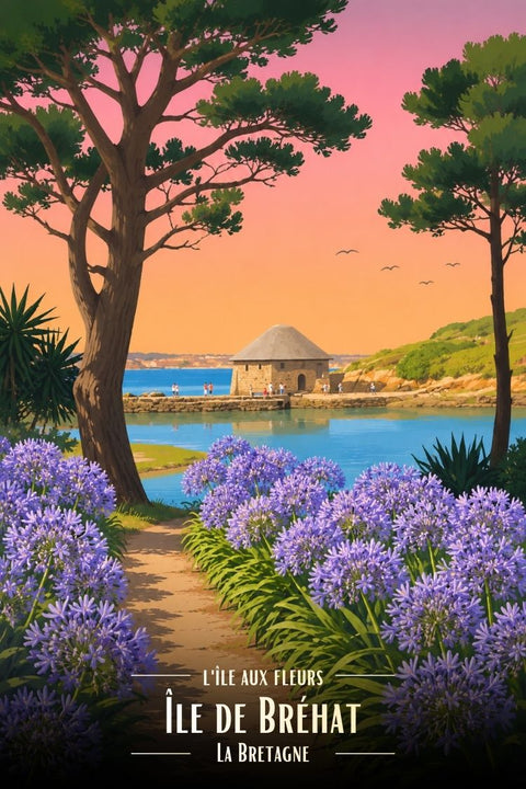 Affiche Ile de Bréhat - Coucher de Soleil