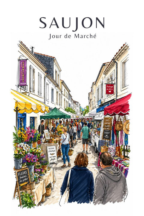 Affiche Saujon - Jour de Marché animé