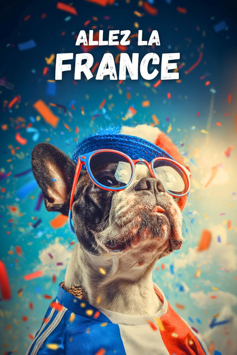 Affiche Allez la France - Humour, Foot, Chien