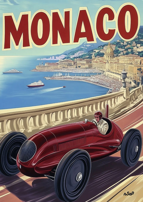 Lot 9 Affiches Vintage Grand Prix Course Auto – Posters Rétro Formule 1, Déco Murale Chambre, Garage, Salon 20,3x25,4 Cm