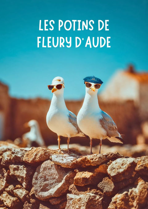 affiche, humour, potins, Fleury d'Aude, village, drôle, Aude, Occitanie, idée cadeau, décoration murale