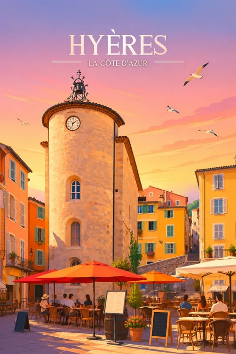 Affiche Hyères - Vintage vacances souvenirs
