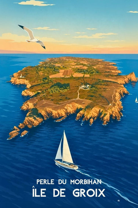 Affiche Ile de Groix - Déco tendance murale.