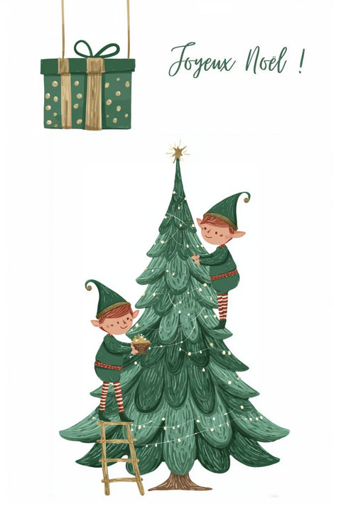 Noël, affiche, illustrée, lutin, cadeaux, décoration, festif, saisonnier, joyeux, graphique