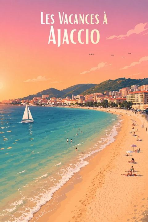 Affiche Ajaccio Mer Plage Gite