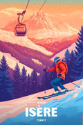 Affiche, Vintage, Ski, Montagne, Poster, Rétro, Neige, Isère, Décoration, Art mural.
