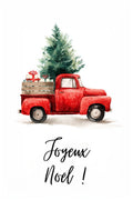 Affiche, Joyeux Noel, Camion Rouge, Sapin, Décoration, Wall Art, Fête, Hiver, Maison, Cadeau.