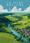 affiche, poster, Seine-Maritime, campagne, paysage, Normandie, nature, souvenir, décoration murale, idée cadeau