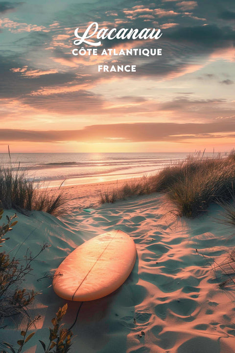 Affiche Lacanau aesthetic surf plage