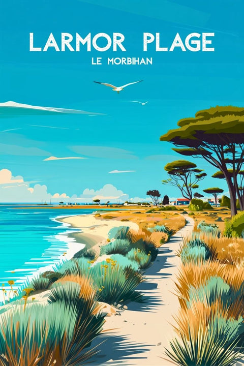 Affiche Lamor Plage - Graphisme moderne, bord de mer