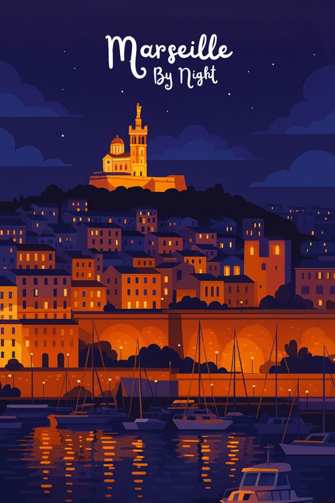 Marseille France - Le Vieux Port By Night