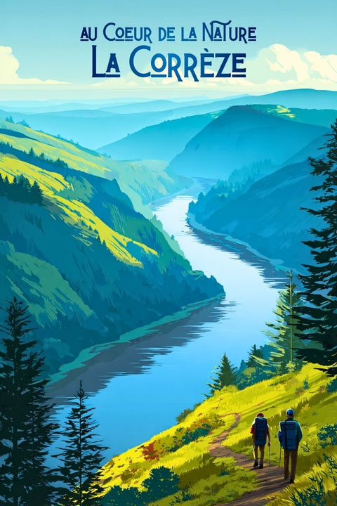 Affiche Corrèze nature rivière fleur eau